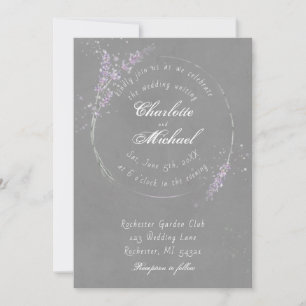 Invitation Rustique romantique aquarelle lavande mariage