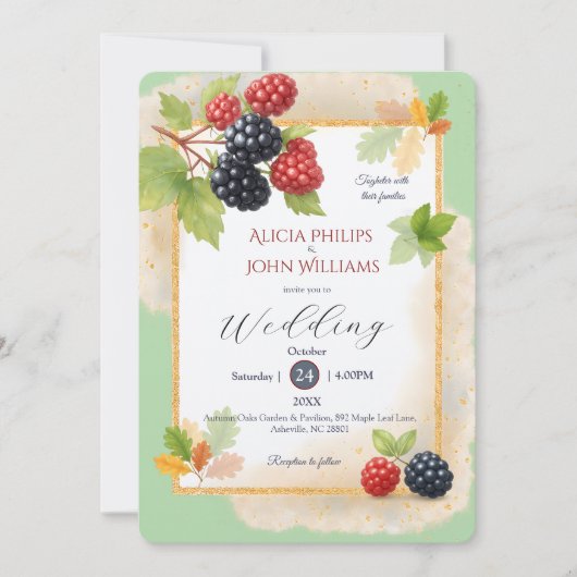 Invitation Rustique romantique Berry Mariage photo Retour (Devant)