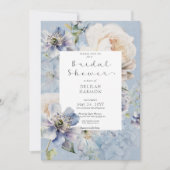Invitation Rustique Romantique Bleu & Blanc Fête des mariées  (Devant)