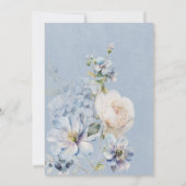 Invitation Rustique Romantique Bleu & Blanc Floral Déjeuner n (Dos)