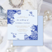 Invitation Rustique Romantique Bleu clair Carré Mariage