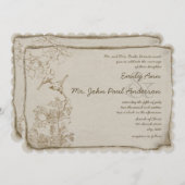 Invitation Rustique romantique Brown papier Lovebirds Mariage (Devant / Derrière)