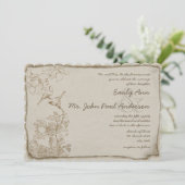 Invitation Rustique romantique Brown papier Lovebirds Mariage (Debout devant)