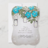 Invitation Rustique romantique Mason Jar Aqua Turquoise (Dos)