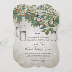 Invitation Rustique romantique Mason Jar Turquoise Aqua Coral