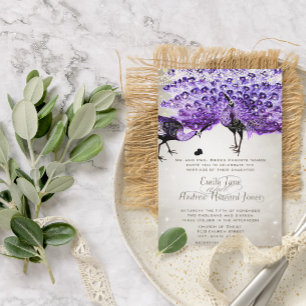 Invitation Rustique romantique Mason Jar violet Peacock