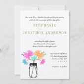 Invitation Rustique romantique Mason Jar Wild Flower Mariage (Devant)