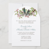 Invitation Rustique romantique Turquoise Inséparable rose Tur (Dos)