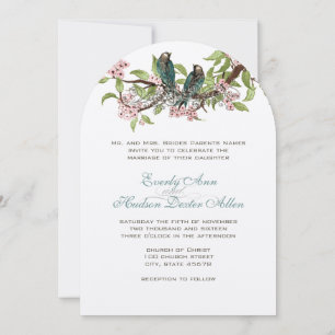 Invitation Rustique romantique Turquoise Inséparable rose Tur