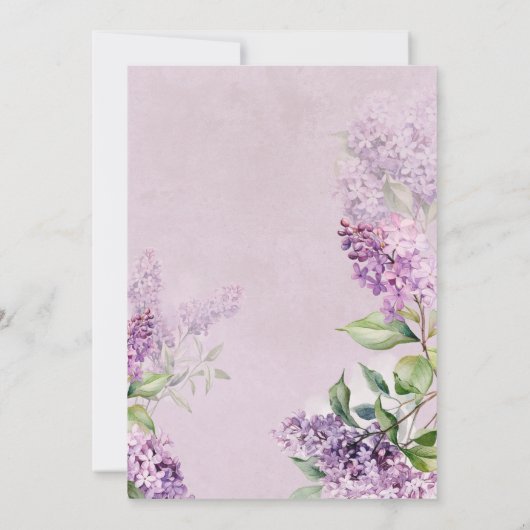 Invitation Rustique romantique violet & Sage Lilacs Bridal Br (Dos)