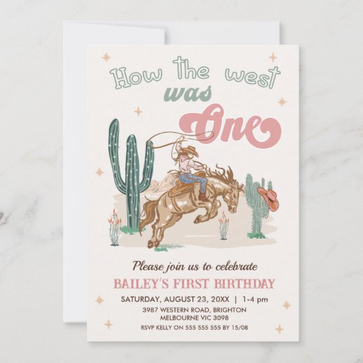 Invitation Rustique rose Brown Comment l'Ouest a été un 1er a (Devant)