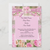 Invitation Rustique rose Burlap Fille Baby shower Brunette (Dos)