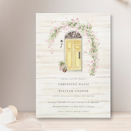Invitation Rustique Rose Cottager Garden Mariage
