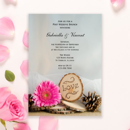 Invitation Rustique rose Daisies dans un cadre champêtre pour