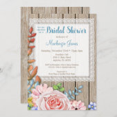 Invitation Rustique Rose dentelle nuptiale Douche  (Devant / Derrière)