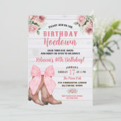 Invitation Rustique rose floral Conquette Cowgirl Boot Annive (Debout devant)