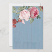 Invitation Rustique rose Floral Dusty Fête des mariées bleue (Dos)