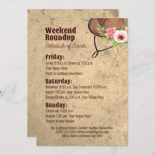 Invitation Rustique, Rose, Floral, Femme, Itinéraire (Devant / Derrière)