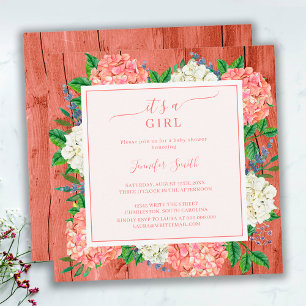 Invitation Rustique rose Hydrangea C'est un Baby shower de fi