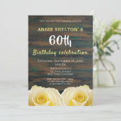 Invitation Rustique Rose Jaune 60e anniversaire Fête Florale (Debout devant)