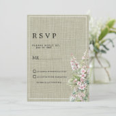 Invitation Rustique rose menthe vert botanique fleuri RSVP (Debout devant)