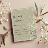 Invitation Rustique rose menthe vert botanique fleuri RSVP
