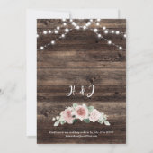 Invitation Rustique Rose rose Floral Chaîne de bois clair Mar (Dos)