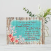 Invitation Rustique rose rose Turquoise Burlap Mariage rpr1 (Debout devant)