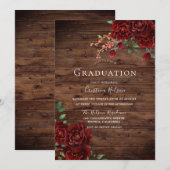 Invitation Rustique Rose rouge romantique Floral fête de grad (Devant / Derrière)