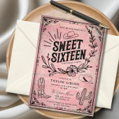 Invitation Rustique rose Sweet sixteen Floral Occidental