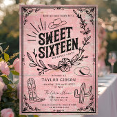 Invitation Rustique rose Sweet sixteen Floral Occidental