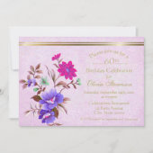 Invitation Rustique rose & violet Floral 60e fête d'anniversa (Devant)