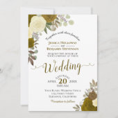 Invitation Rustique Roses d'aquarelle or Boho Mariage Floral (Devant)