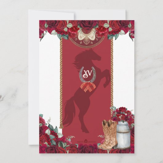 Invitation Rustique Rouge Charro Quinceañera de St (Dos)