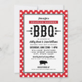 Invitation Rustique Rouge En vichy Mariage Couples Douche BBQ (Devant)