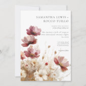 Invitation Rustique rouge et Fleurs sauvages d'aquarelle d'or (Devant)