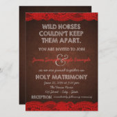 Invitation Rustique rouge et Mariage campagnard Brown (Devant / Derrière)