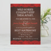 Invitation Rustique rouge et Mariage campagnard Brown (Debout devant)