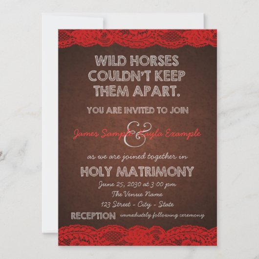 Invitation Rustique rouge et Mariage campagnard Brown (Devant)