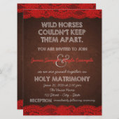 Invitation Rustique rouge et Mariage campagnard Brown (Devant / Derrière)