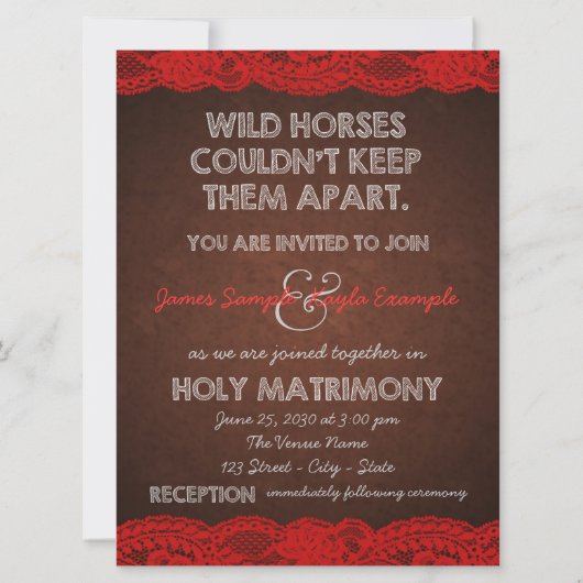 Invitation Rustique rouge et Mariage campagnard Brown (Devant)