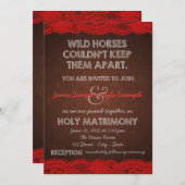 Invitation Rustique rouge et Mariage campagnard Brown (Devant / Derrière)