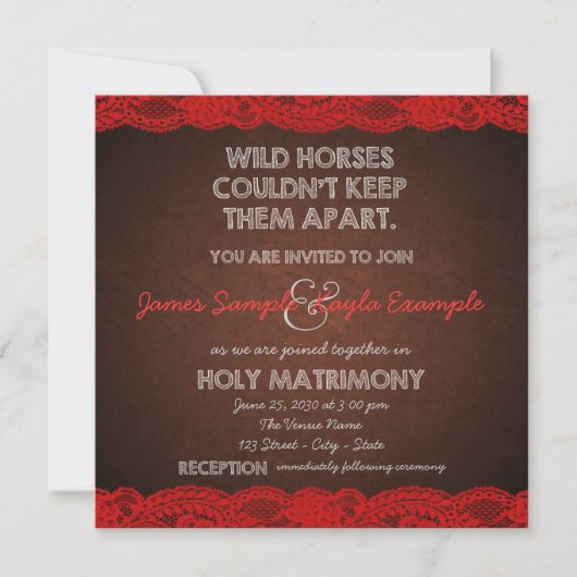Invitation Rustique rouge et Mariage campagnard Brown (Devant)