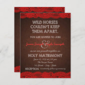 Invitation Rustique rouge et Mariage campagnard Brown (Devant / Derrière)