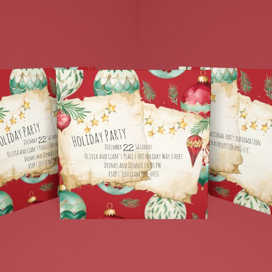 Invitation Rustique Rouge et Vert