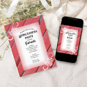 Invitation Rustique Rouge Grange Bois Floral Ferme Quinceaner