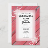 Invitation Rustique Rouge Grange Bois Floral Ferme Quinceaner (Devant)