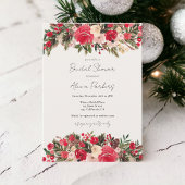 Invitation Rustique rouge vert Floral hiver nuptiale
