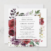 Invitation Rustique rouge violet Rose Fête des mariées floral (Devant)