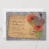Invitation Rustique Rusty Heart Orange Daisy Mariage campagna (Devant)
